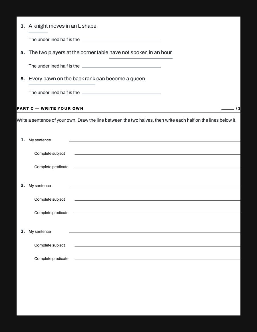 Complete Subjects and Predicates, page 2