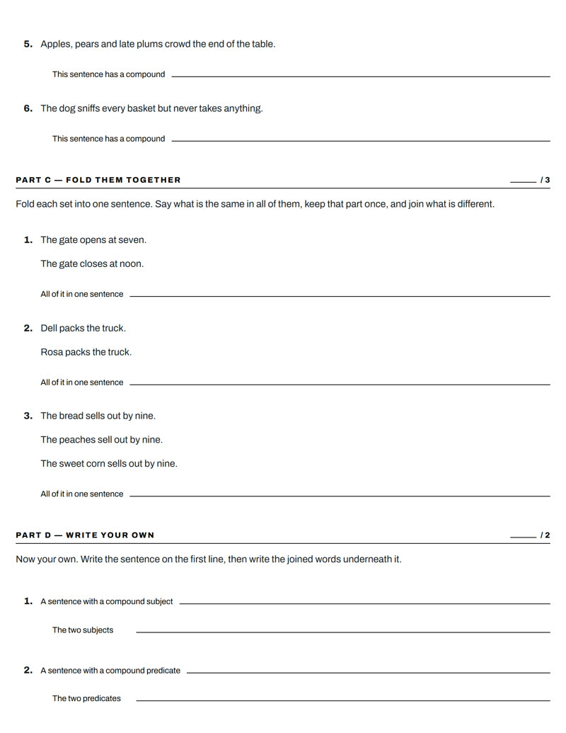 Forming Compound Subjects and Predicates, page 2