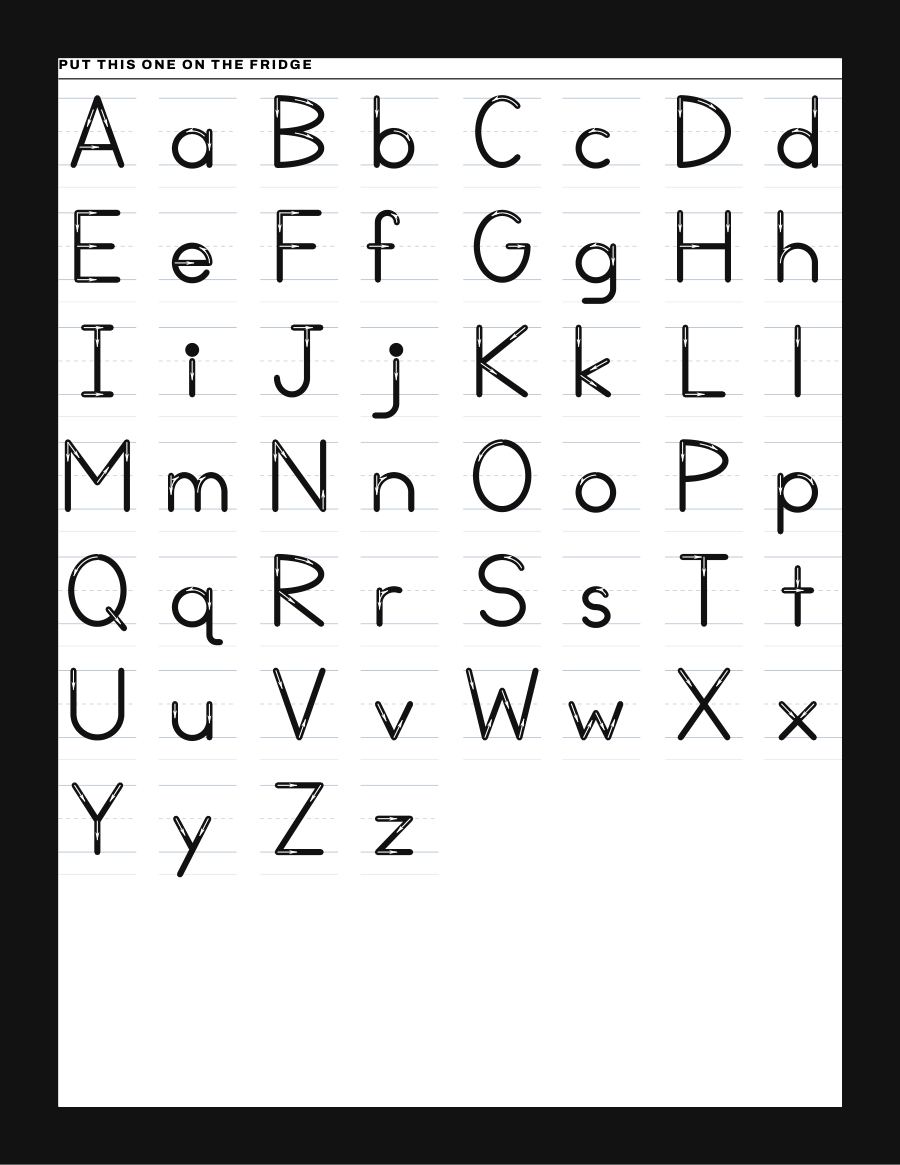 Manuscript Alphabet: Stroke Order and Direction, page 2