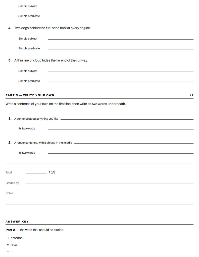 Simple Subjects and Simple Predicates, page 2