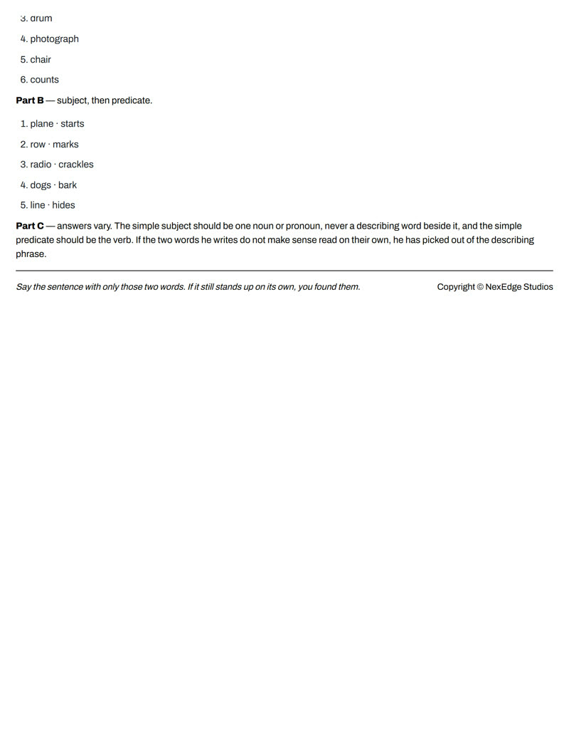 Simple Subjects and Simple Predicates, page 3