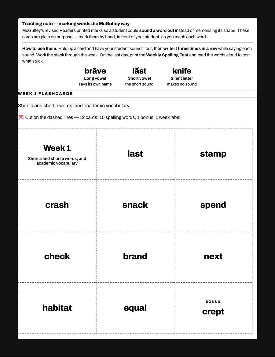 3rd Grade Spelling Flashcards, page 1