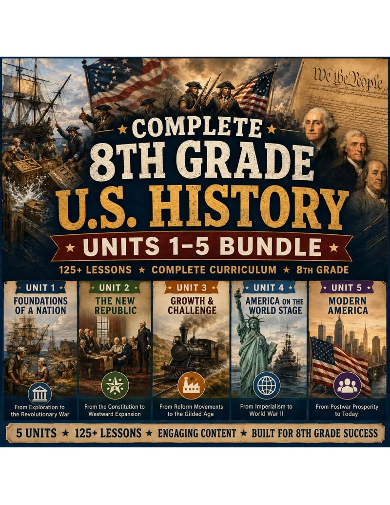 Complete 8th Grade US History, Units 1 to 5 bundle