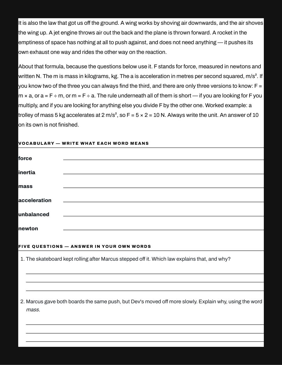 Newton's Three Laws of Motion, page 2